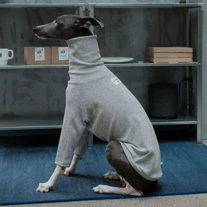 Spring Clothing for Italy Greyhound  Autumn Soft High-Neck Cotton Grey T-shirt for Whippet Winter Long Sleeved Pajamas for Dogs