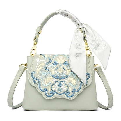 Fashion Embroidery Shoulder Bag Women Designer High Quality Leather Handbag Purse Ladies Small Crossbody Messenger Bag Female