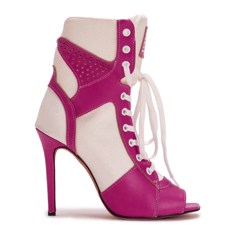 Peep Toe Corss Tied Patchwork Ankle Boots Sexy Square Toe Thick Heel New Arrivals Fashion Women Runway Shoes