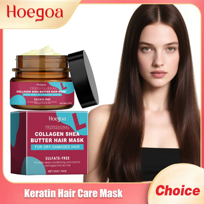 Hoegoa Keratin Hair Care Mask Nourish Smooth Scalp Massage Oil Control Keep Healthier Root Pure Plant Conditioner for Curly Hair