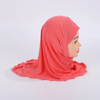 H061 Beautiful plain small girl hijab simple cute hijab hats women's caps can fit 2-6 years old girls