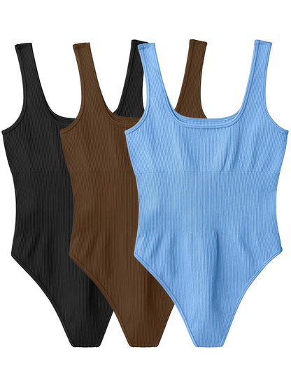 New Trend Solid Color Women's Bodysuit Sexy Sleeveless Tank Top Body Shaping Clothing Yoga Gym Workout One Piece Bodysuit