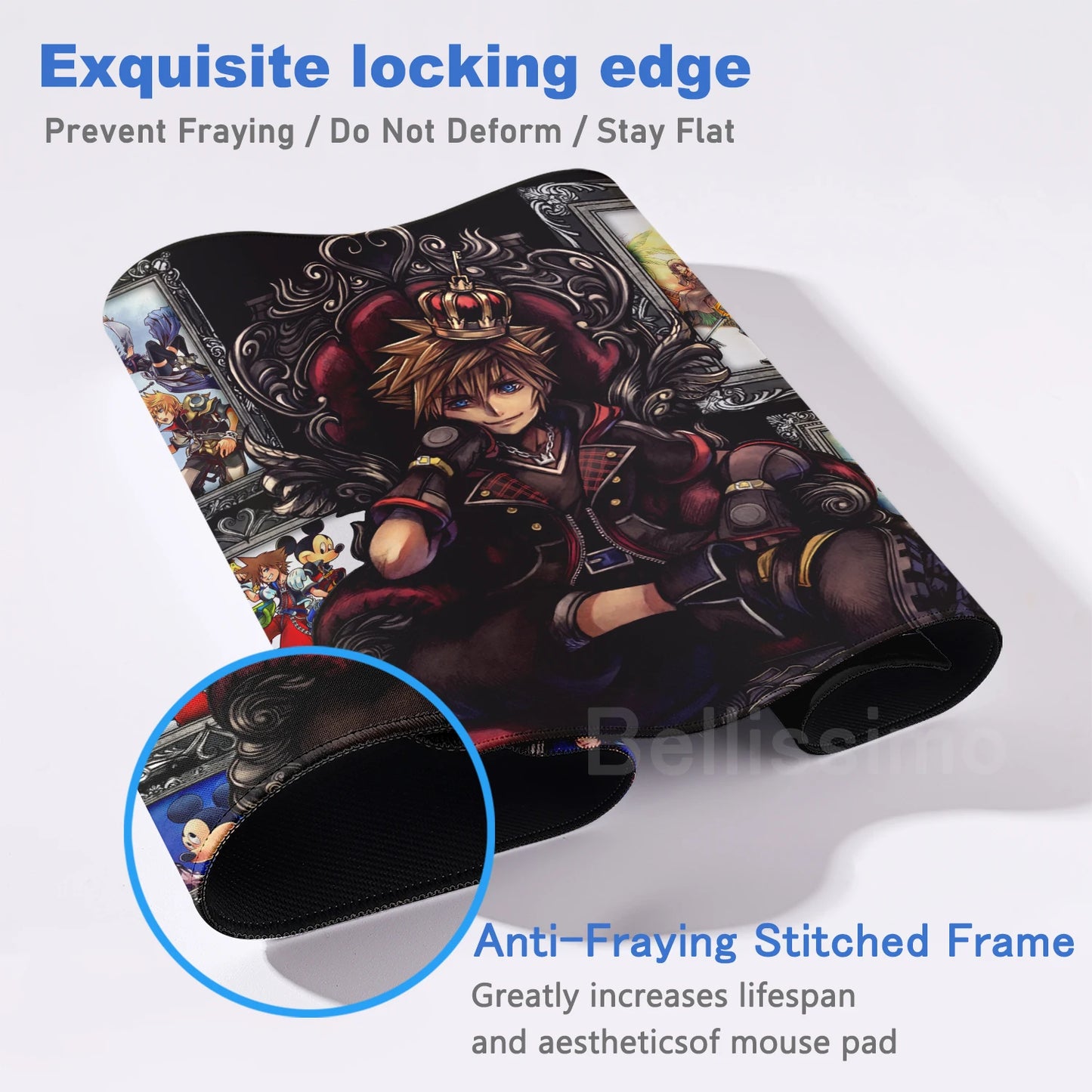 Extended Mouse Pad Anime Black Desk Mat PC K-kingdom H-hearts Keyboard Pad Laptop Gaming Accessories Table Play Mat XXL Mousepad