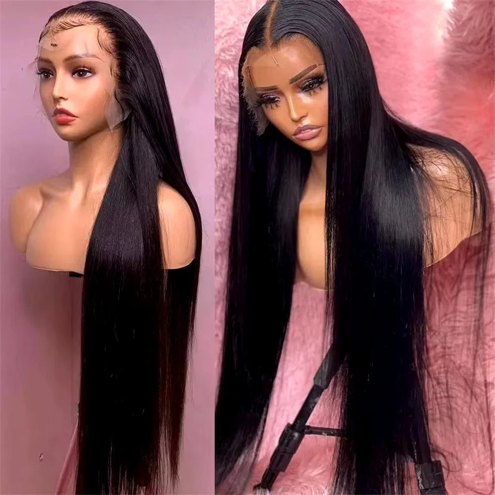 40 Inch 13x6 Hd Straight Lace Frontal Wigs Transparent Brazilian Lace Front Human Hair Wig For Women 360 Full Lace Wig