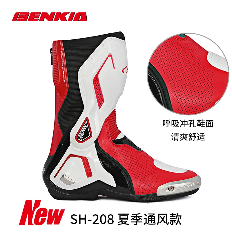 BENKIA CE Certification Motorcycle Botas Professional Track Riding Boots Racing Summer Zapato AntiCollision Off-Road for Rally