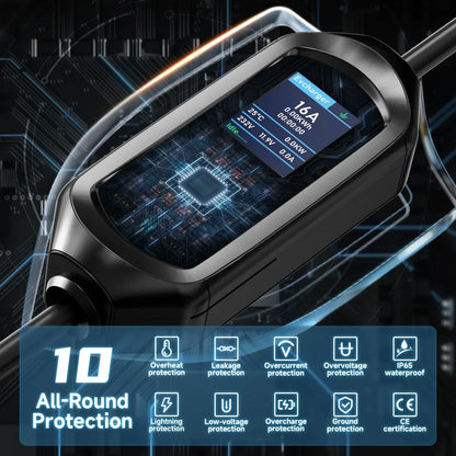 Type2 IEC62196-2 Portable EV Charger 7KW 32A Type1 J1772 EVSE Fast Charging Cable GBT 20234 CEE Plug WiFi APP Bluetooth Control