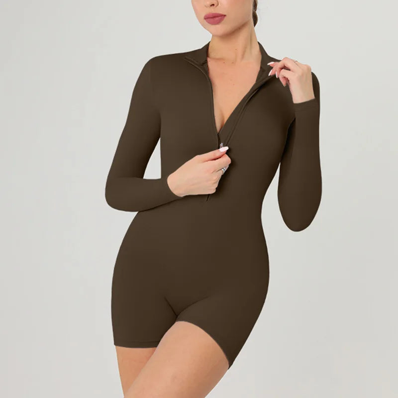 Warm Longsleeve Jumpsuts Women Thickened Sport Overalls Gym Set Zipper Fitness Bodysuits Winter Jumpsuit Workout Tracksuit