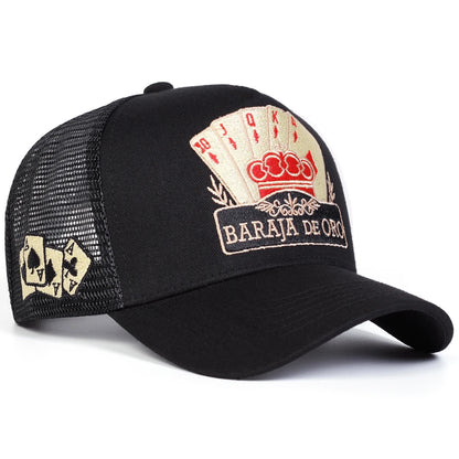Unisex BARAJA DE ORO Poker Embroidery Baseball Net Caps Spring Summer Outdoor Adjustable Casual Hats Sunscreen Hat Sports Cap