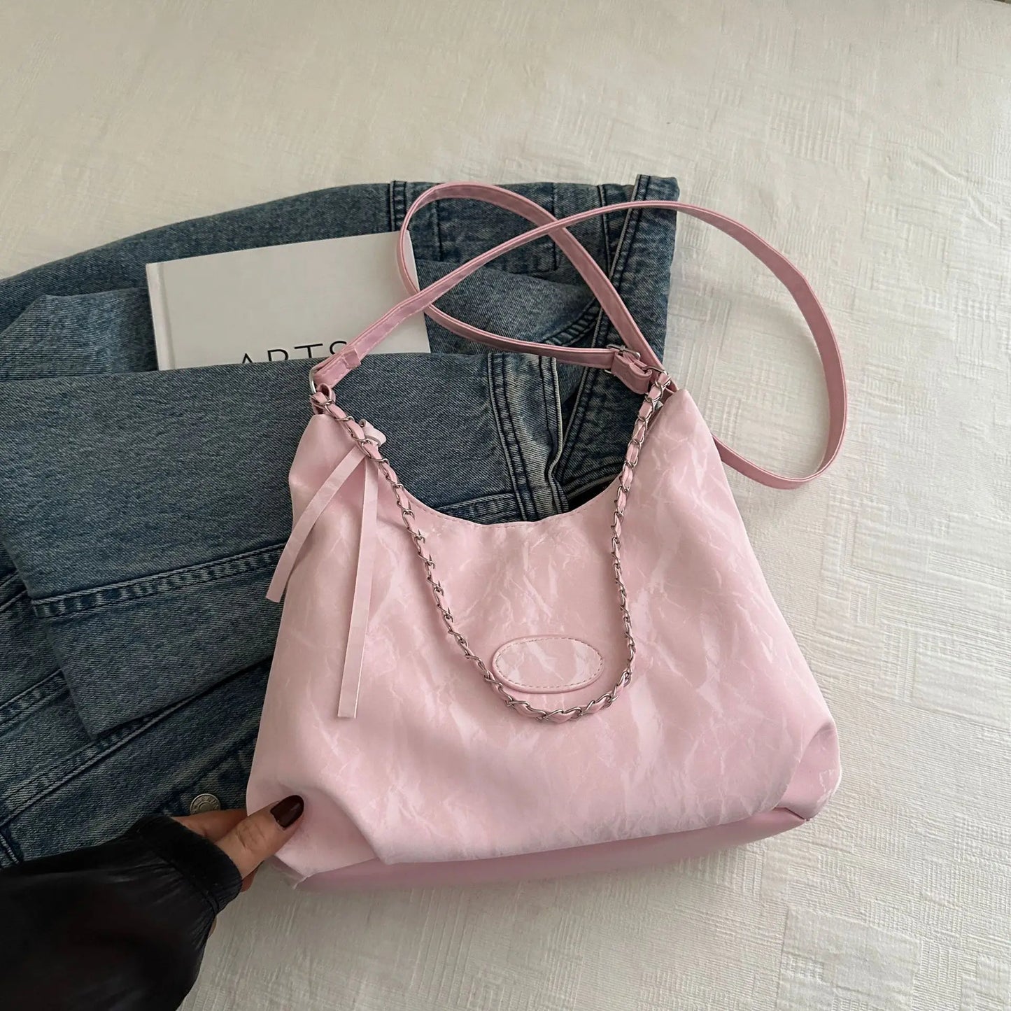 New Summer Chain Commuting Bag, Casual Student Soft Face Large Capacity Bag for Women, Fashion Single Shoulder Crossbody Bags