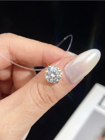 1-2CT Moissanite Diamond Classic Round Necklace For Women 925 Sterling Silver Anniversary Party High Quality Fine Jewelry