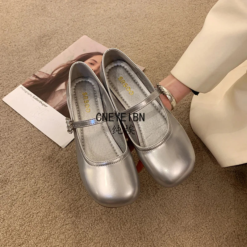 New Spring Autumn Women Ballet Flats Comfort Round Toe Soft Sole Leather Shoes Ladies Daily Wear Dress Mary Jane Shoes