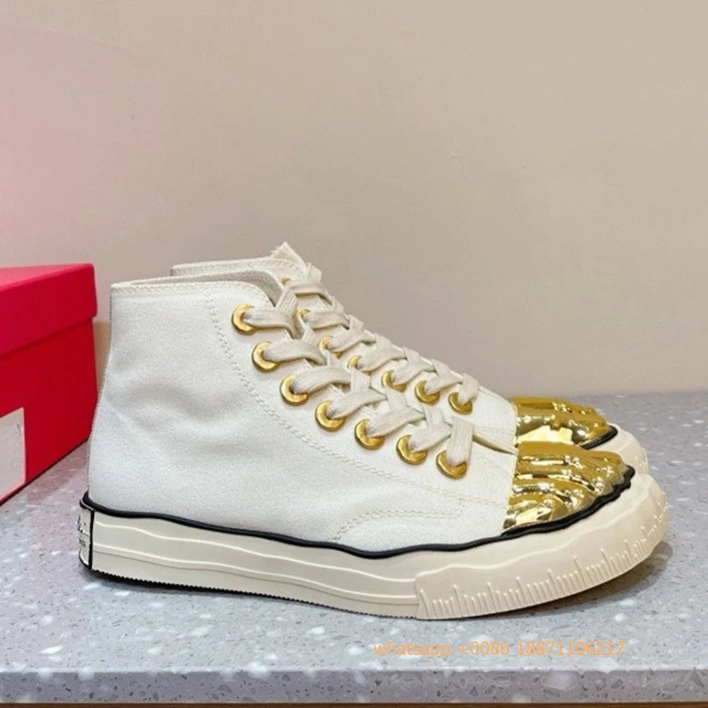 Golden Five Fingers Catwalk Ladies Shoes 2024 Summer New Sexy Street Thick Sole Sports Casual Pumps Model Party Lace Up Sneakers