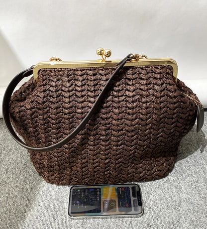 Classic Large Capacity Kisslock Frame Clip Bags For Women Luxury Designer Handbags Purses 2026 New In PU Lock Underarm Shoulder