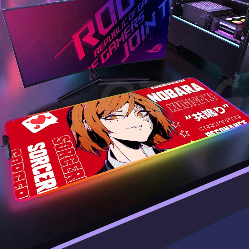 Sexy GirlLED Gaming Mousepads Large Backlight Desk Mat Non-Slip Gamer Mousepad Locking Edge RGB Mouse Pad Luminous Mouse Mat