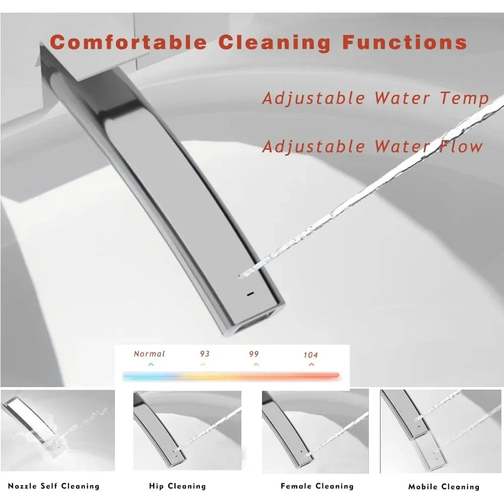Luxury Smart Toilet With Bidet Seat, Elongated Egg Shaped Modern Design, Auto Open Auto Flush, Adjusted Heated Seat, Warm Water