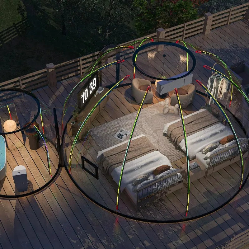 【Best-selling】Detachable Contemporary Villa/Mall Camping Outdoor Spherical Hotel Geodesic Glamping Bubble House Dome Tent