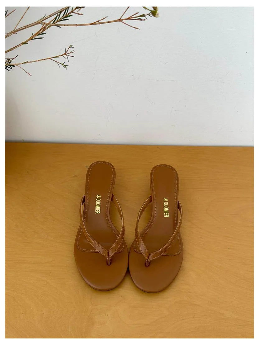 2026 New Summer Thin Heels Slippers Sandals Narrow Band Slides Ladies Shoes Fashion Women Pumps Flip Flops Luxury Slippers Shoes
