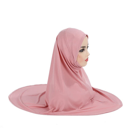 H124 Adults high quality big size muslim hijab scarf with chin part islamic headscarf hats armia pull on headwrap turban caps