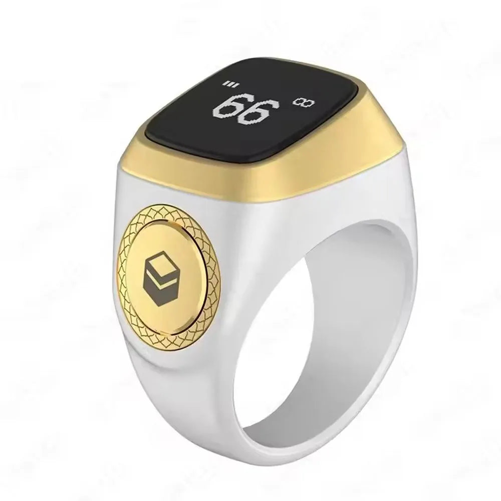 2026 Qibla Smart Zikr Ring Praise Tasbih Tally Electronic Digital Counter for Muslims 5Prayer Time Vibration Reminder Waterproof