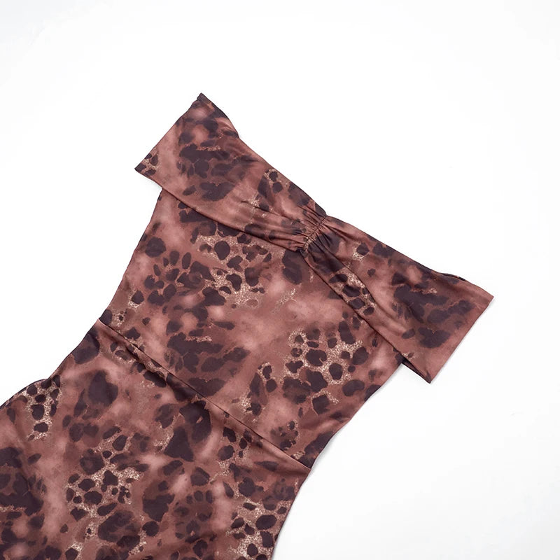 Weird Puss Leopard Print Jumpsuit Women Slash Neck Ruched Patchwork Elegant Sexy Stretch Activity Clubwear Stretch Slim Overalls