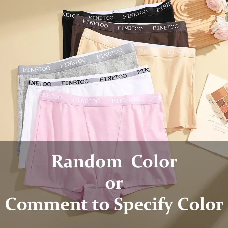 3Pcs Women's Cotton Boxers Panties Seamless Sports Underwear Female Solid Color Briefs Lingerie Intimate Underpant Finetoo S-XXL