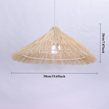Japanese Wabi Sabi LED E27 Pendant Lights 50CM Rattan Straw Hat Chandelier Retro B&B Suspend Lamp Retro Raffia Decor Droplight
