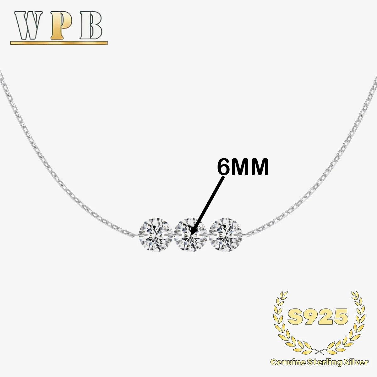 Genuine S925 Silver 3 Sparkling Zircon Necklace Dainty Sliding - Adjustable Length  Minimalist Luxury Jewelry for Men and Women