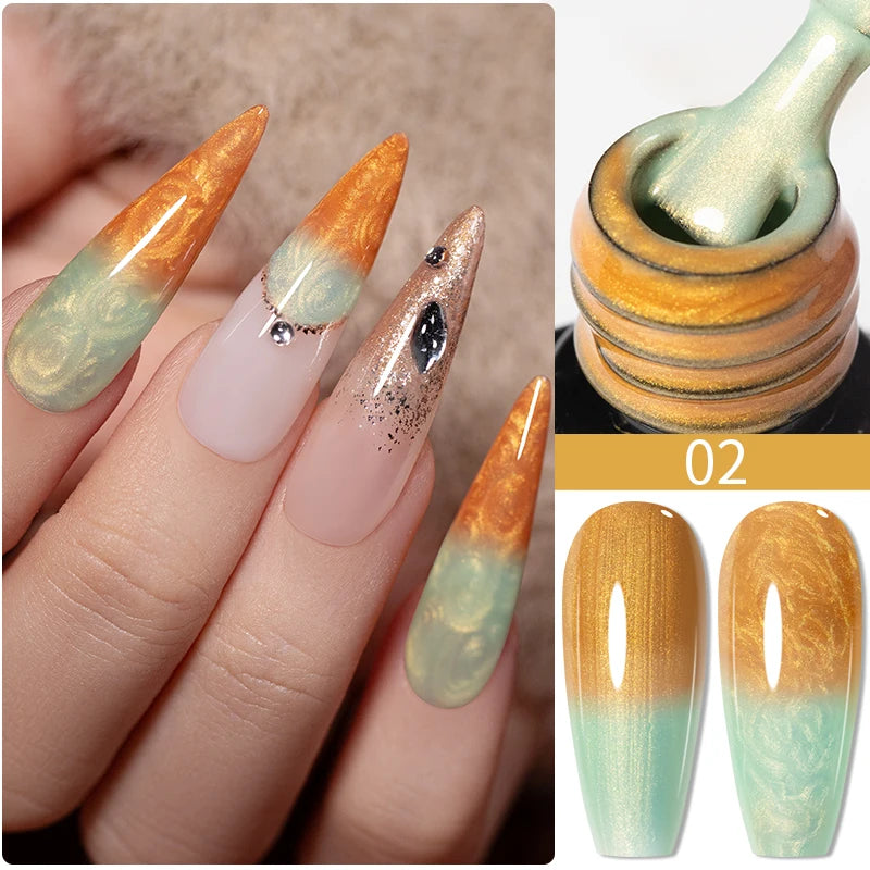 7.5ML Summer Fruit Series Cat Magnetic Gel Nail Polish Green Purple Pink Cat Eye Gel Soak Off UV Nail Art Varnish For Manicure