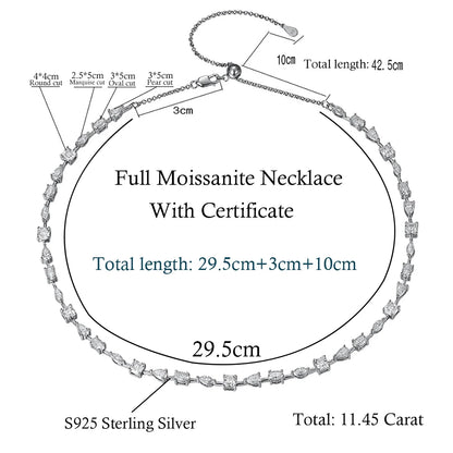 MUXIFC Full Moissanite Tennis Necklace Pear Oval Marquise Cut Lab Diamond Choker For Women S925 Silver Wedding Clavicle Chain