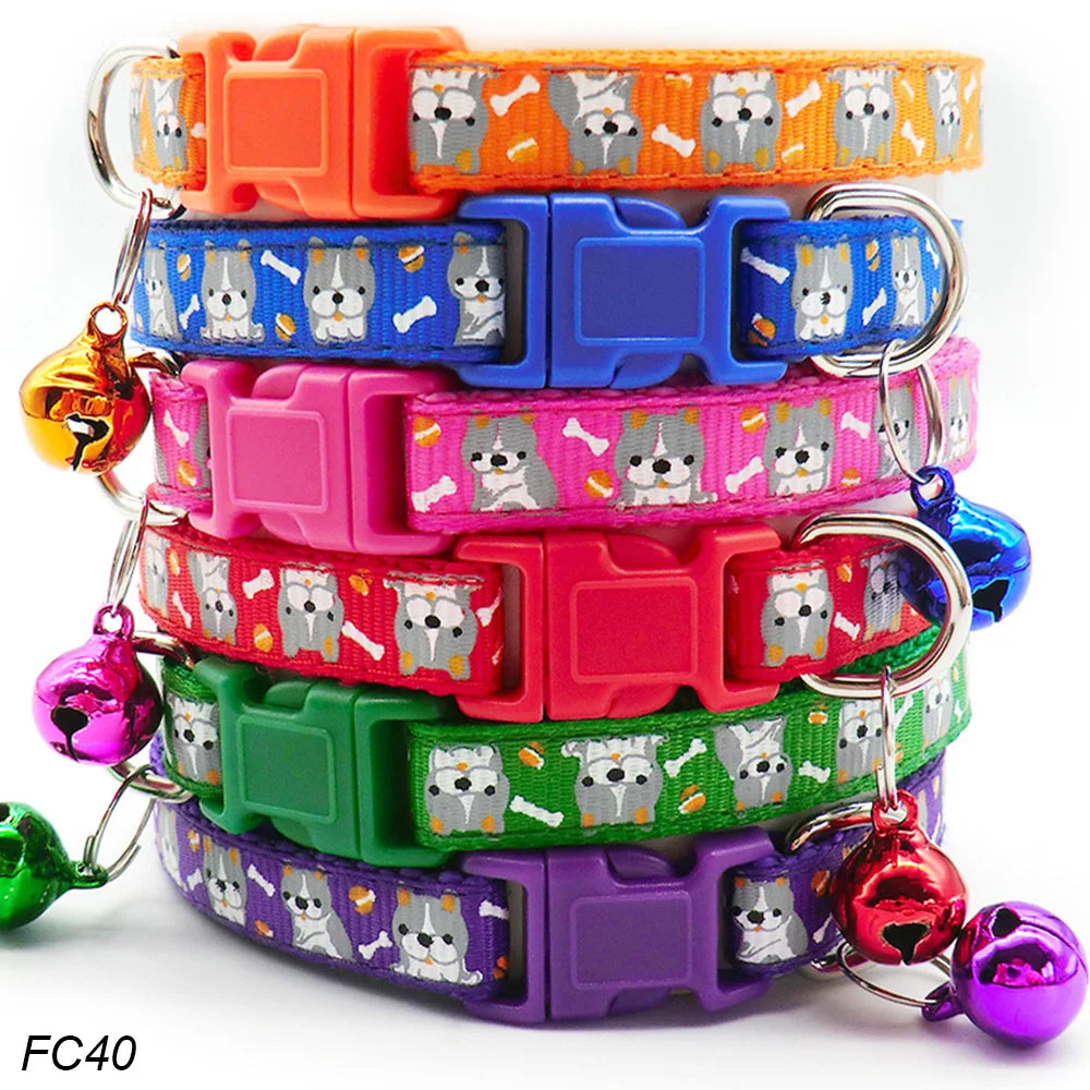 100Pcs Dog Collar With Bells Adjustable Customize Necklace Puppy Kitten Collar Accessories Pet Shop Products Rabbit Neck Strap