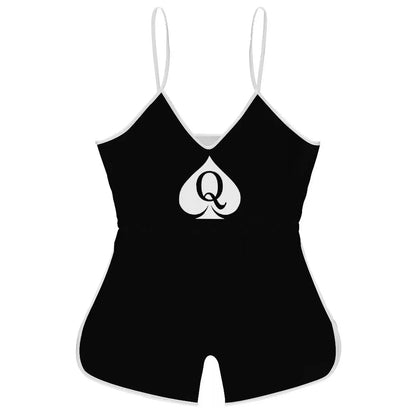 Queen of Spades Women's Sling Sleeveless Short Jumpsuit Rompers Backless Playsuit