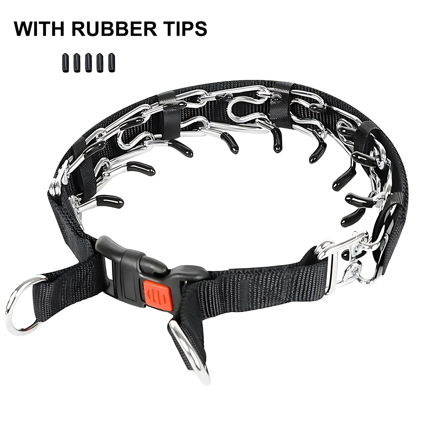 Dog Prong Training Collar - Choke Pinch Collar with Rubber Comfort Tips, Quick Release Snap Buckle