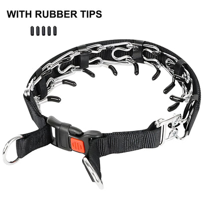 Dog Prong Training Collar - Choke Pinch Collar with Rubber Comfort Tips, Quick Release Snap Buckle