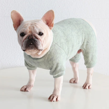 Multi Colors Winter Thick Furry Dog Clothing 4 Legged Fat Dog French Bull Sweatshirts Full Cover Pet Puppy Jumpsuit