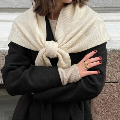 Versatile Knitted Triangle Shawl Solid Winter Scarf Headscarf Women Warm Neck Wrap Casual Layering Scarves for Daily Street Wear