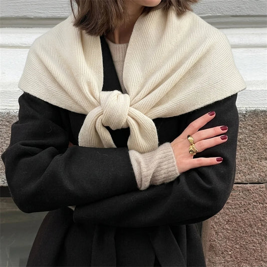 Versatile Knitted Triangle Shawl Solid Winter Scarf Headscarf Women Warm Neck Wrap Casual Layering Scarves for Daily Street Wear