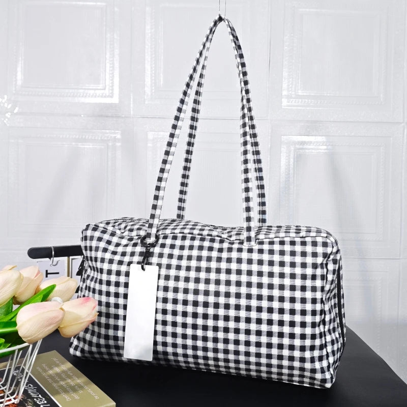 Brand Nylon Bowling Tote Bag Women Luxury Large Capacity Simple Versatile Shoulder Purse Ultralight Zipper Commuting Travel Bag