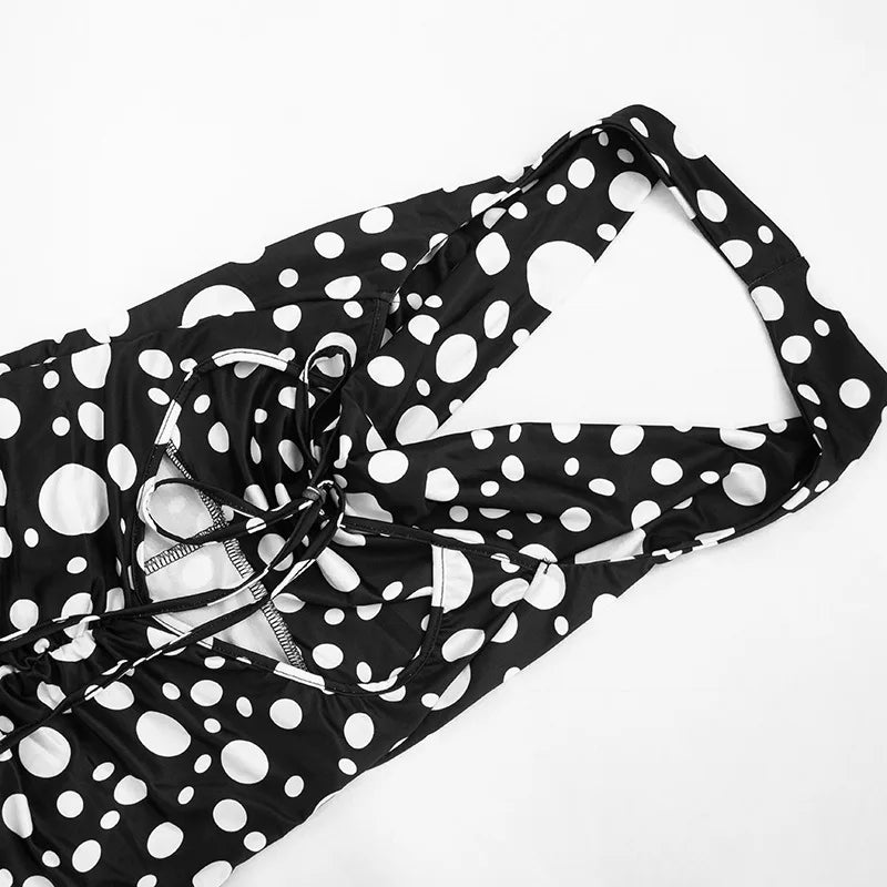 Sexy Polka Dot Romper Women Summer Sleeveless Crew Neck Backless  Bodycon Rompers Jumpsuit for Woman Playsuit