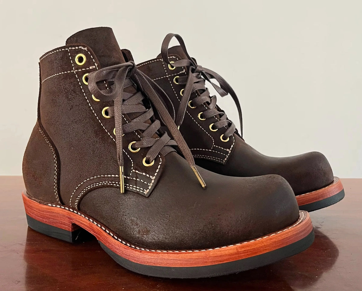 C413 Men Retro Tough Motorcycle Ankle Boots Goodyear Welt Durable Full Leather Outdoor Work Boot