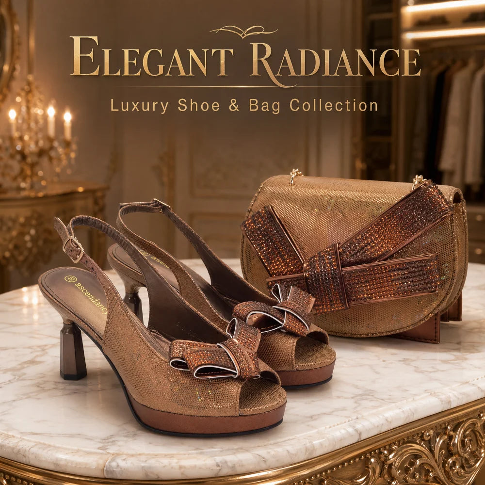 New Arrival Shoe and Bag Set for Party in Women Italian Matching Bag and Shoes for Ladies Wedding Luxury Women Full Rhinestone