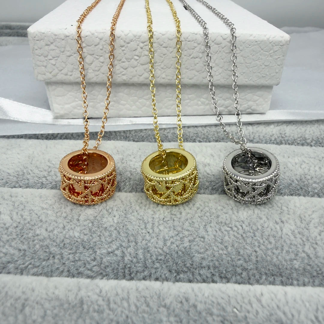 2026 Trends 925 silver Tengge Pattern Hollow Necklace For Ladies, Luxury Fashion Jewelry For Woman, Date Party Accessories