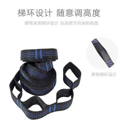 Outdoor Portable Anti-Roll Double Hammock for Camping Hiking Beach Backyard Courtyard Comfortable Suspension Bed with Carrying B