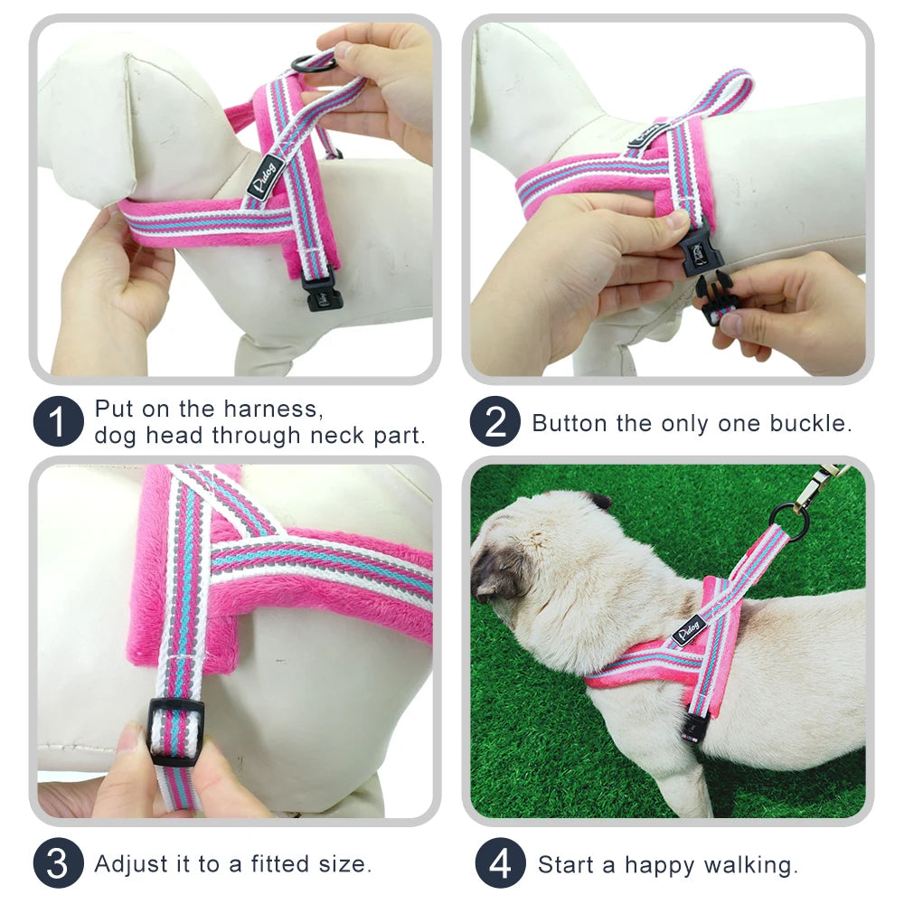Winter Warm Soft Padded Dog Harness No Pull Dog Harness Vest Reflective Adjustable Pet Training Vest For Small Medium Large Dogs