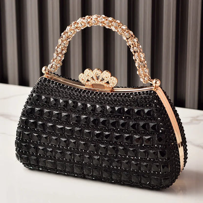 Silver Woman Bag Shine Bling Crown Hasp Diamond Shoulder Bag Crossbody Luxury Designers Rivet Clutch Party Evening Sparkly Purse