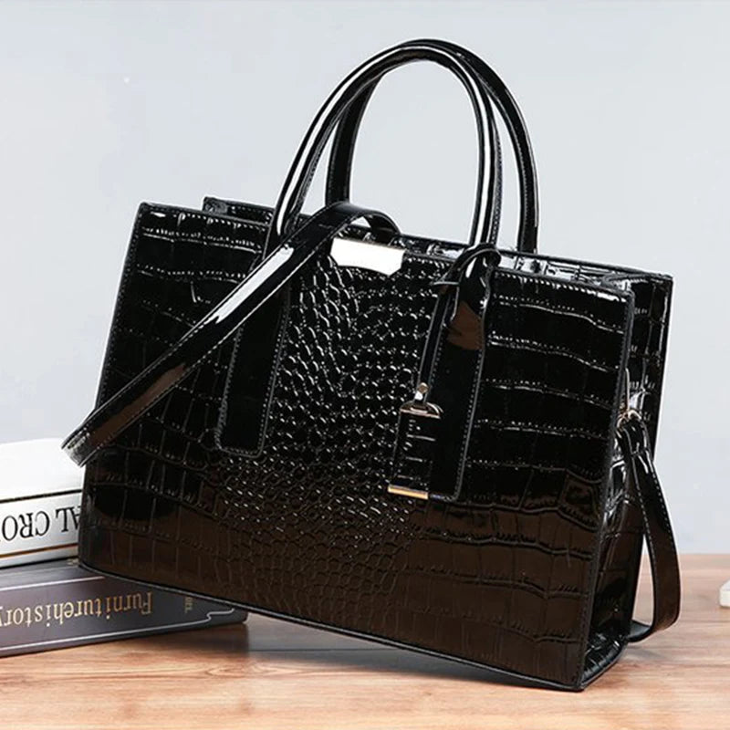 Patent Leather Women Messenger Bags Crocodile Female Crossbody Shoulder Hand Bags for Women High Quality Ladies Handbags