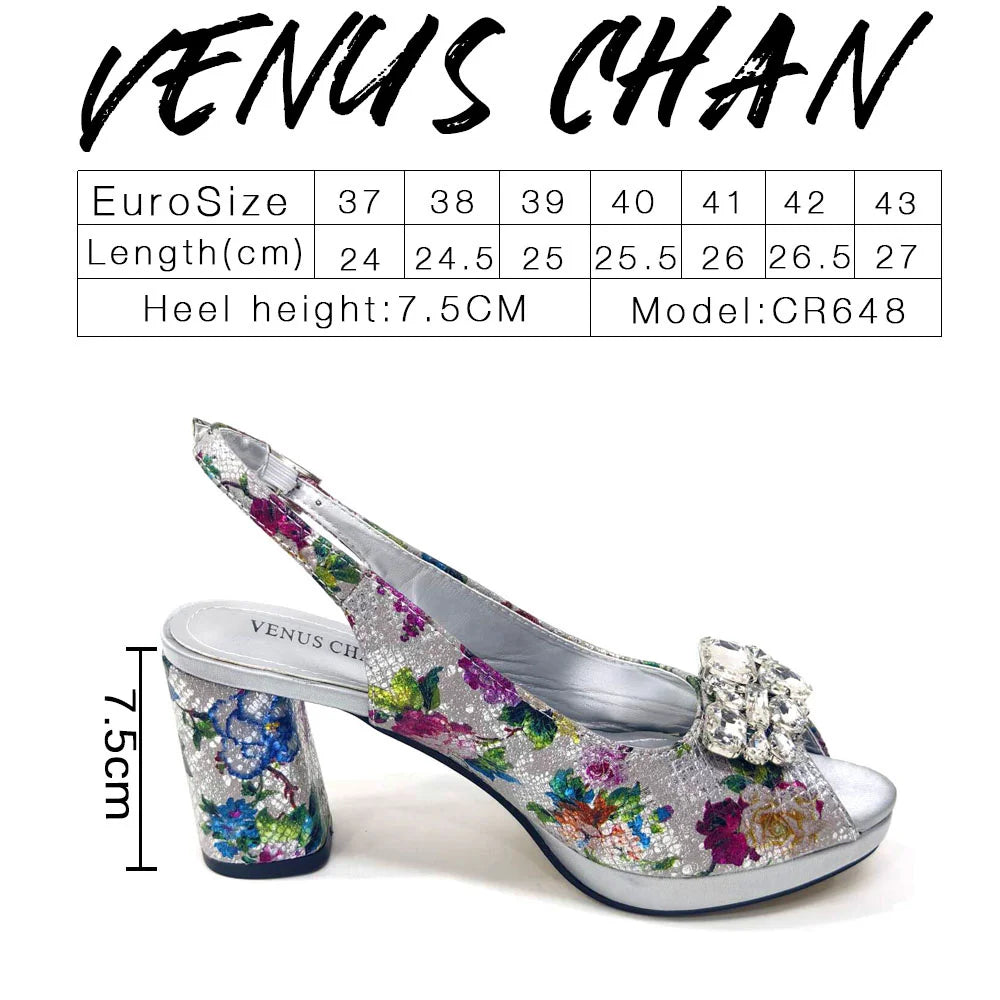Venus Chan Italian Design Shoes and Bags Matching Set 2024 Women High Heel Party Purple Color Nigeria Wedding Bigger Size Shoes