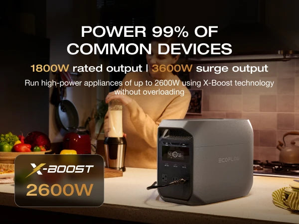 ECOFLOW Solar Generator DELTA 3 Classical Dark 1000, 1024Wh LiFePO4 Battery Portable Power Station, 1800W AC/100W USB-