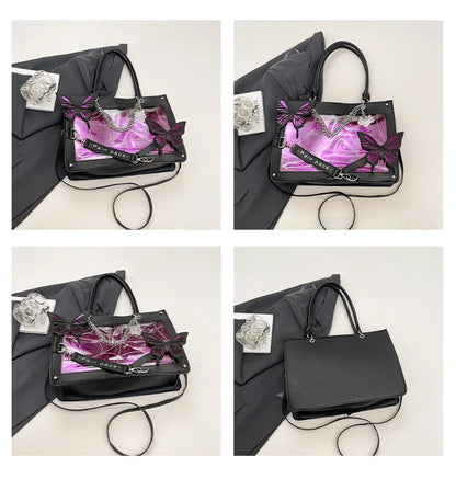 Sweet Y2k Lolita Butterfly Chain Shoulder Bags Trendy Gothic Harajuku Ita Bag Japanese Chic Women Transparent Handbags Crossbody