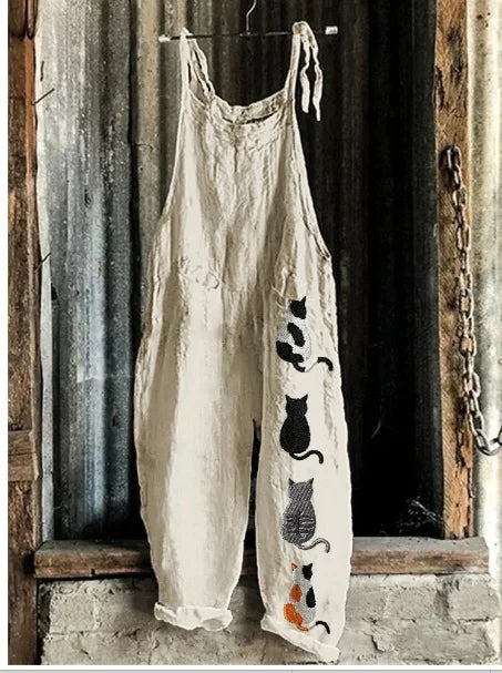 Suspenders Jumpsuits Women Print One Piece Pocket Overalls Sling Long Pants Casual Loose High Waist Rompers Y2k Streetwear 2025