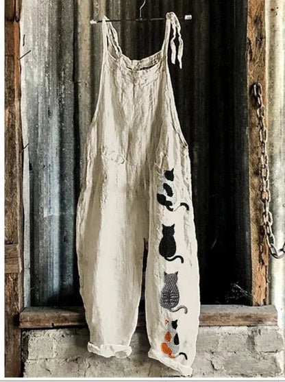 Suspenders Jumpsuits Women Print One Piece Pocket Overalls Sling Long Pants Casual Loose High Waist Rompers Y2k Streetwear 2025